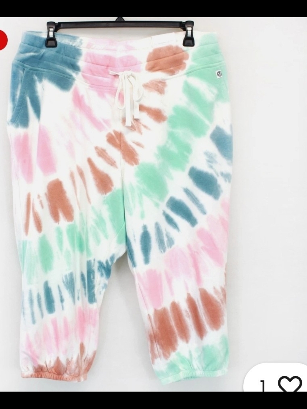 Lane Bryant Pastel Tie-Dye Capri Joggers in Mint, Pink & Rust